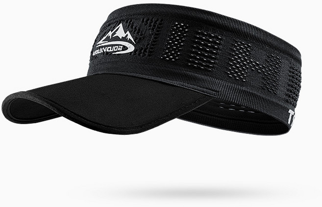 남녀공용 스포츠 밴드형 썬캡 러닝 모자, 블랙, 1개