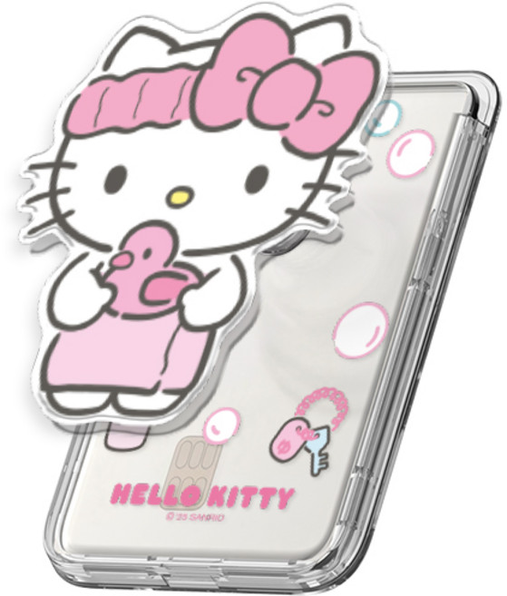 산리오 아크릴 그립 스마트톡 투명 마그네틱 카드지갑(맥세이프 호환), 1개, 목욕_헬로키티