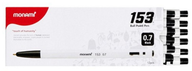 모나미/153볼펜 (0.7/12pcs), 검정, 12개
