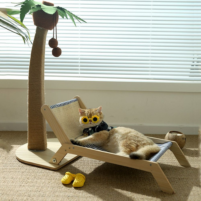 캣티오 캣타워 캣폴 원목 고급 스크래쳐 해먹 냥이 캣트럴파크 놀이터 캣워크 캣트리, 【업그레이드 추천】마야자나무 리클라이너 그랩, 1개