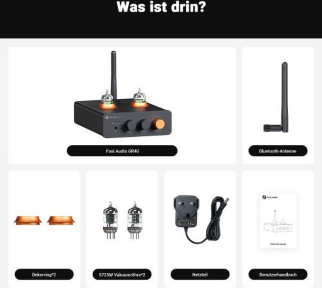 진공관 튜브 프리 앰프 Fosi Audio GR40 Bluetooth USB DAC 헤드폰 및 5654W 포함 컴팩트, UK Plug, 1)GR40 with 12V