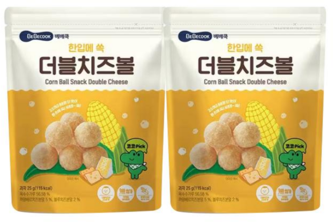 베베쿡 한입에 쏙 더블치즈볼, 2개, 25g