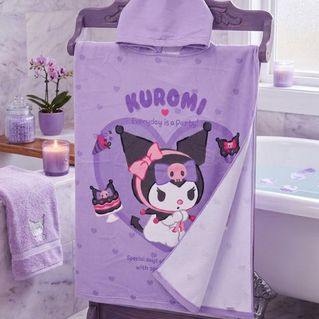 산리오 쿠로미 아동용 큐트 후드 비치타월 물놀이 목욕 수건가운 물놀이 필수템 비치타월