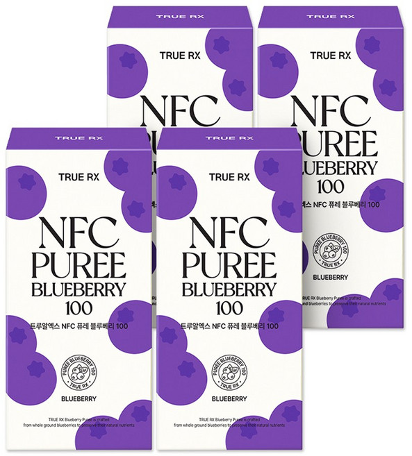 트루알엑스 NFC 고함량 블루베리 퓨레 100% 하이부쉬블루베리 안토시아닌 14포, 4박스, 266g