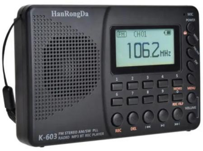 HanRongDa HRD-603 휴대용 라디오 포켓 AM FM SW BT TF 포켓 라디오 USB MP3 디지털 녹음기 지지대 TF 카드 스피커, 1) Style A, 없음