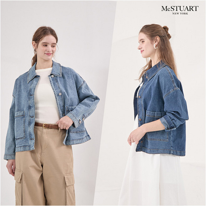 [맥스튜어트] [최초가 77 000원]() 슈퍼스트레치 여성 데님 자켓 2종