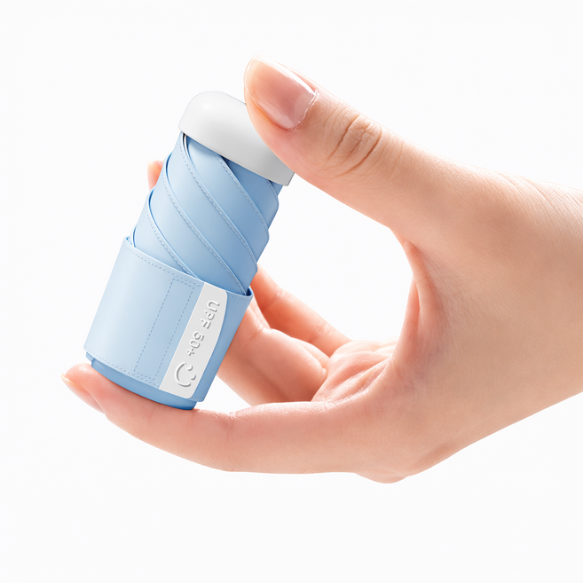 초소형 캡슐 양산 초경량 6단 접이식 UV차단 휴대용 미니 우산