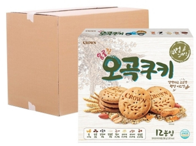 크라운제과 [박스] 크라운 옹골진 오곡쿠키 288g 12입