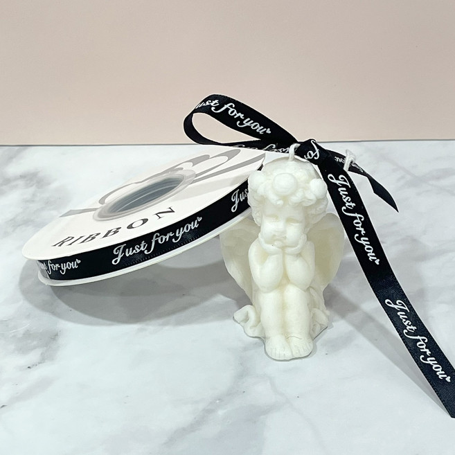 레터링 저스트포유 1cm 2.5cm 리본 꽃다발 선물 포장끈, 1개, 10mm, 블랙