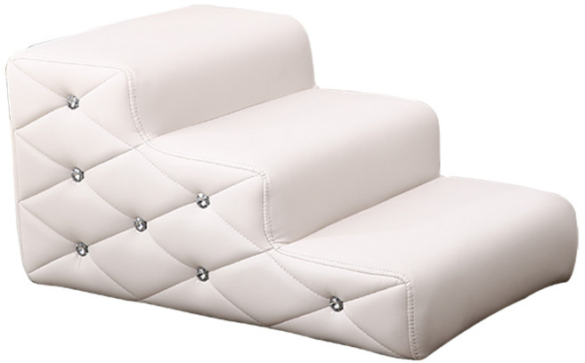 유니유 가죽 다이아 강아지 계단, 화이트, 1개