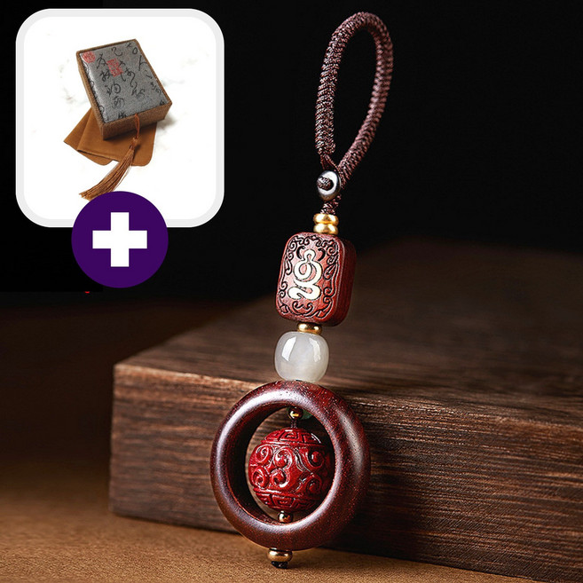 행운공방 경면주사로 만든 원목 진사 열쇠고리 고급케이스 증정 삼재소멸 소원성취 금전대운, 1개, 부귀문 경면주사