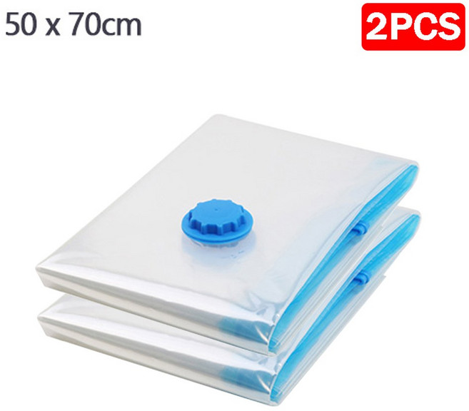 1/5Pcs 진공 보관 가방 펌프가있는 공간 보호기 가방 의류 용 진공 팩 보관 주최자 가방 재사용 가능한 가방 더블 지퍼 인감, 2pcs 50 x 70cm