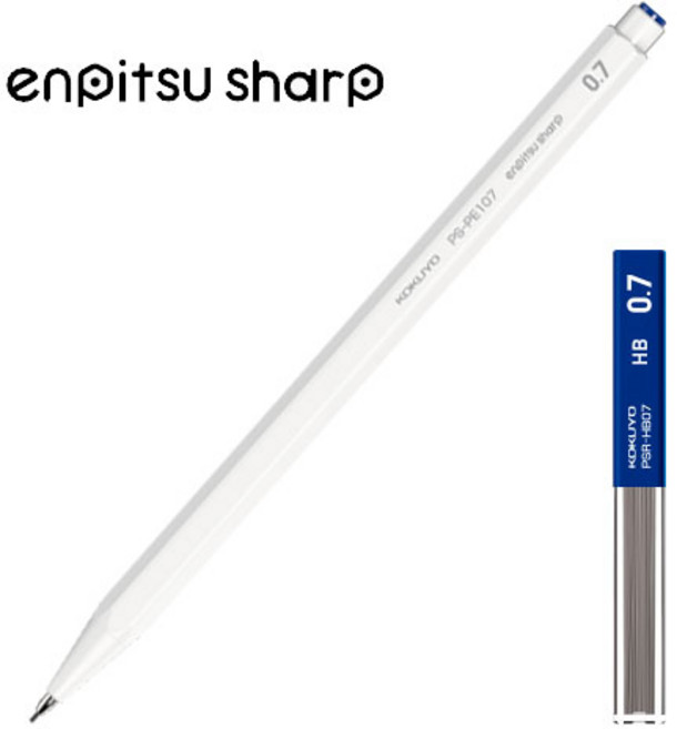 코쿠요 엔피츠 쥬니어 연필 샤프 세트, 0.7mm 화이트 + 리필 HB