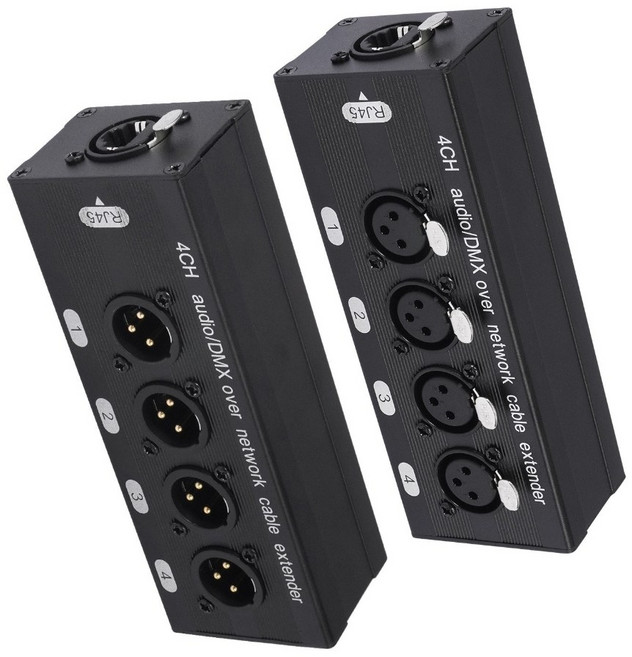 소음을 쉽게 전송하기 위해 CAT6 이더넷 케이블을 사용하는 4포트 XLR 사운드 확장기
