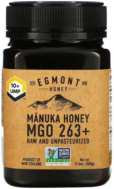 Egmont Honey 마누카 꿀 로우 언패스쳐라이즈 MGO 263+ 500g(17.6oz), 500g, 1개 - 쿠팡