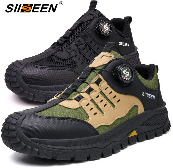 SIISEEN남성 다이얼 통기성 안전화 사계절 미끄럼 방지 작업화S-2234