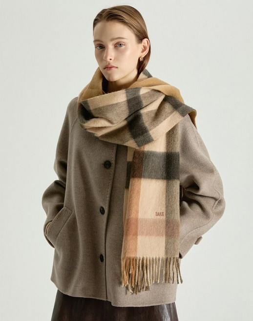 [백화점 정품] 닥스 레이디스 [25FW] [Cmere 100] 베이지 하우스체크 캐시미어 머플러 DLMU5D101I2