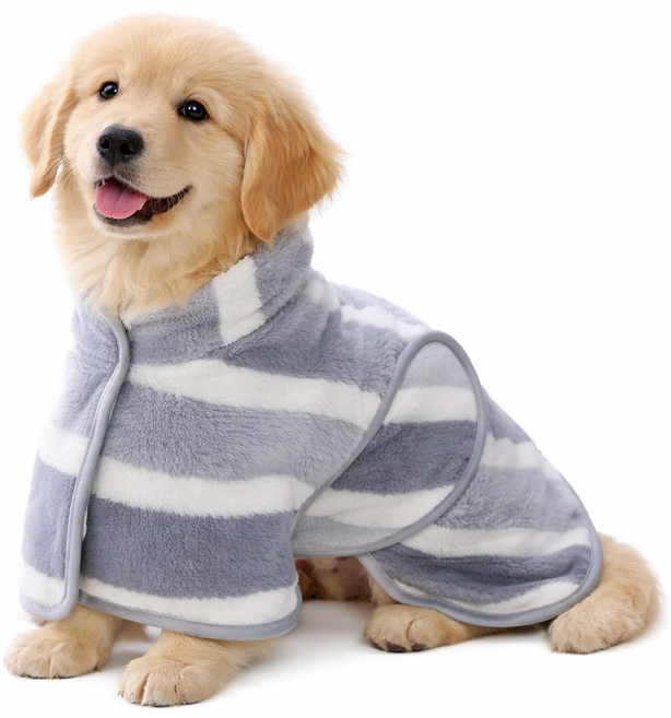 로로포우 대형견 목욕 가운 샤워 타올, 1개, 라이트 그레이