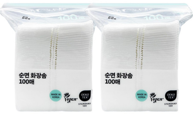 순면 화장솜100매, 2개