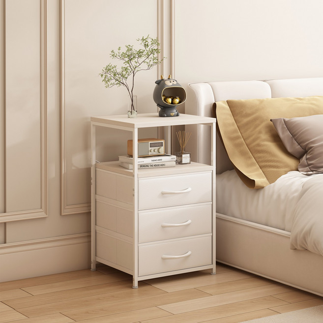 아워라이브 패브릭 서랍형 협탁 선반 포함형 2단 3단, 1개, 3단 화이트