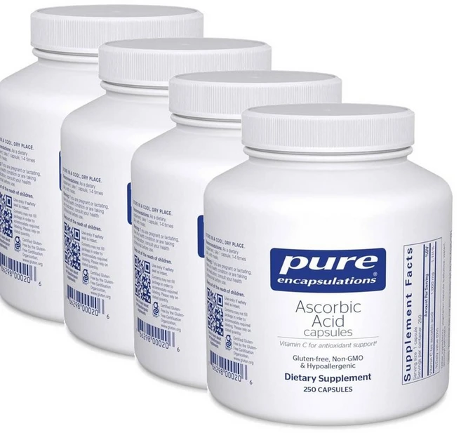 퓨어인캡슐레이션 아스코르브산 1 000mg 비타민C 캡슐 Pure Encapsulations Ascorbic Acid, 4개, 250정 - 쿠팡