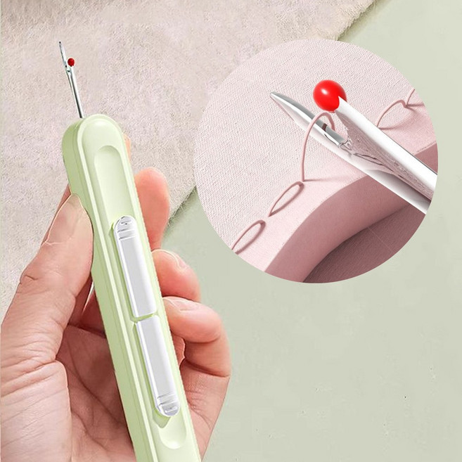 1+1 헬스와미 2IN1 바느질 도구 실밥 제거기 바늘 실끼우개 휴대용, 1개, 그린+그린
