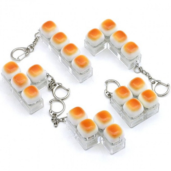 [메가스토어]구운 마시멜로 클리커 딸깍이 키보드 장난감 피젯토이 키링, 1개