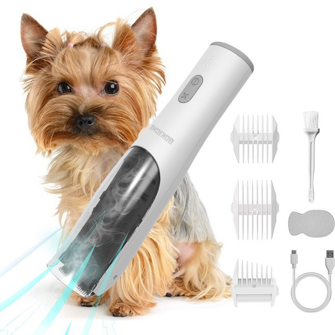 BOKICHI 흡입식 반려동물 이발기 세트 화이트 1개