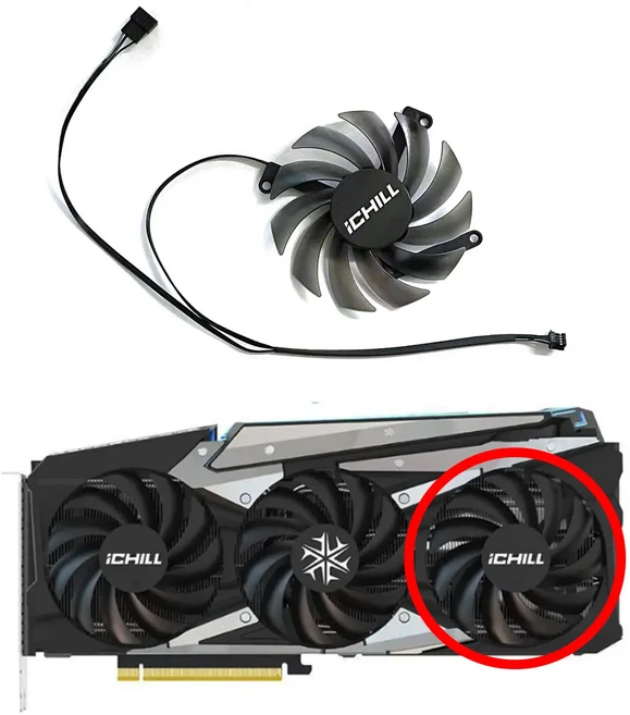 INNO3D RTX3070 3070Ti 3080 3080Ti 3090 ICHILL X4 OC 그래픽 카드에 적합한 새로운 85MM 4PIN CF-12915S, 01 1 FAN