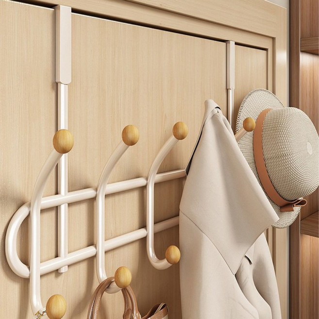 모라이즈 다용도 우드볼 도어행거 문걸이 모자가방, 1개, 화이드우드