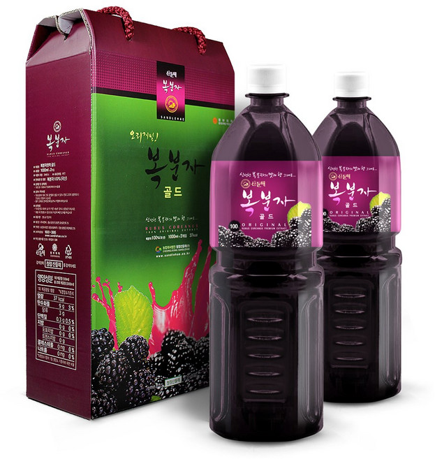 산들해 토종 복분자원액 복분자즙 엑기스 100%, 2개, 1L