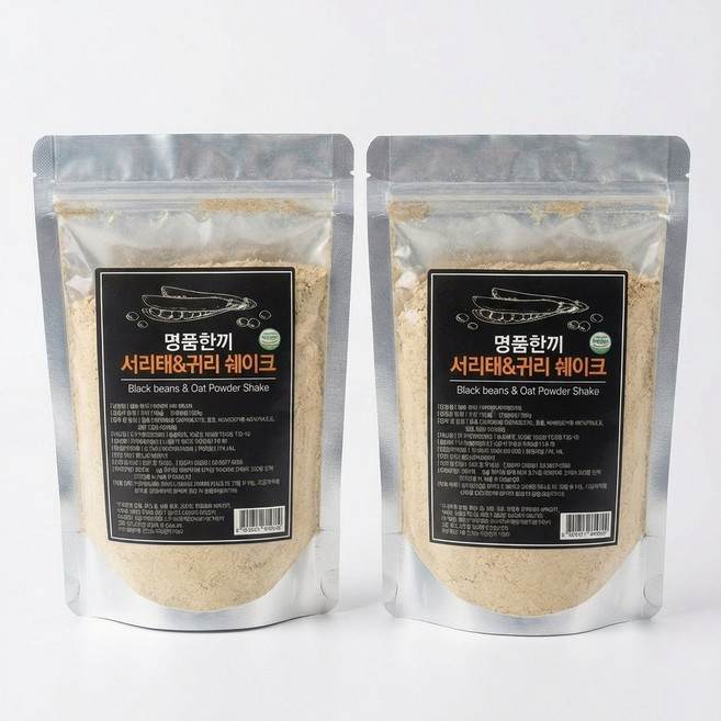 [명품한끼] 서리태 귀리 쉐이크 400g - 100% 순수 곡물 식사대용 고소하고 든든한 건강 간식 b18, 1세트, 2개입, 200g