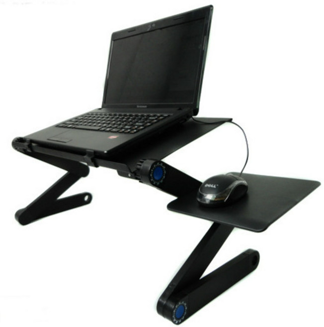 365Lifestyle 각도 높이 조절 쿨링홈 노트북 거치대 베드 거실 트레이 휴대용 접이식 테이블, 블랙(대), 1세트