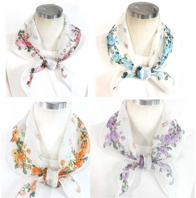 삼각 텐셀 쁘띠 스카프 나비 플라워 여름 땀흡수 자외선차단