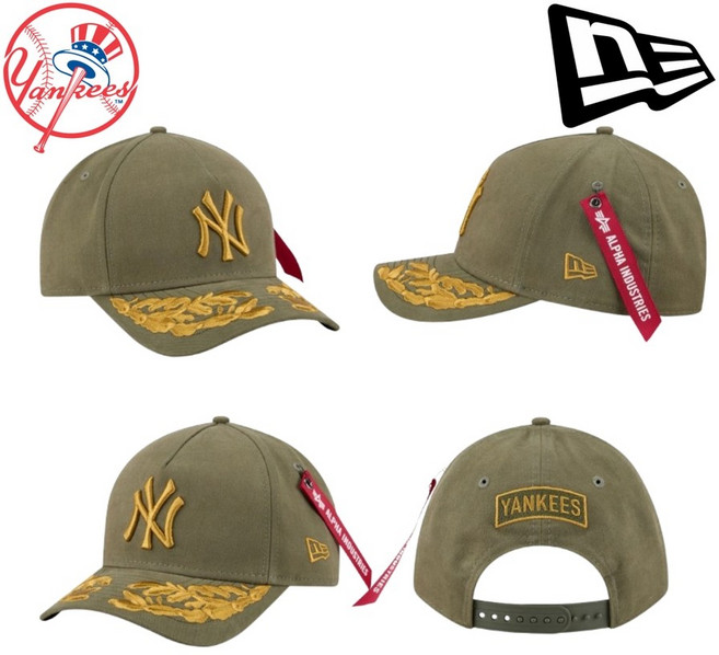 뉴에라 알파 인더스트리즈 올리브 그린 9FORTY M크라운 A프레임 스냅백 뉴욕양키즈 캡