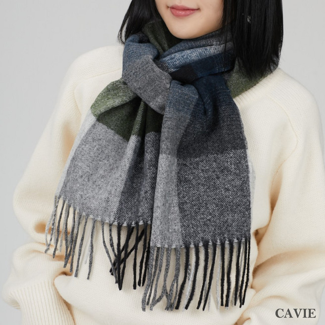 카비에 남녀공용 포근 체크목도리 겨울 부드러운머플러