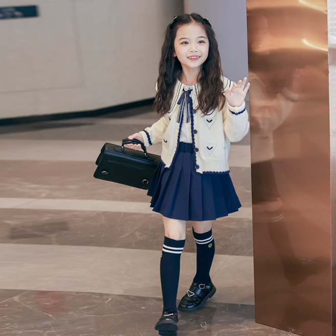 해피델리 주니어 체니 코디풀세트( 가디건+블라우스+스커트+넥리본(핀)+양말)