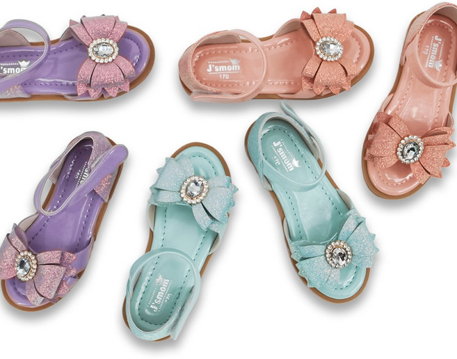 달콩슈 여아용 쉬폰 큐빅 리본 샌들 DKD515