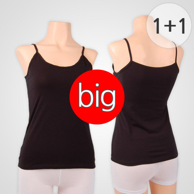 필굿 1+1 국산 순면 스판 베이직 여성 끈나시 조끼나시 런닝 민소매 여자 학생 교복 이너웨어 티셔츠 44~99 빅사이즈