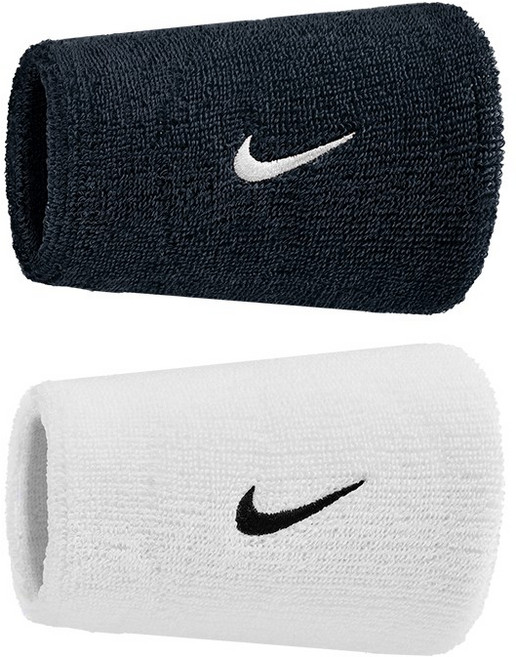 나이키 스우시 더블와이드 손목밴드, 블랙화이트, 2개