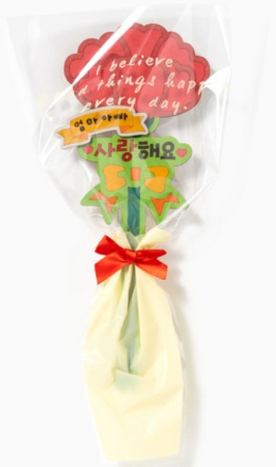 비닐포장지 사랑해요문구 나무색칠카네이션꽃다발만들기 카네이션한송이 일반
