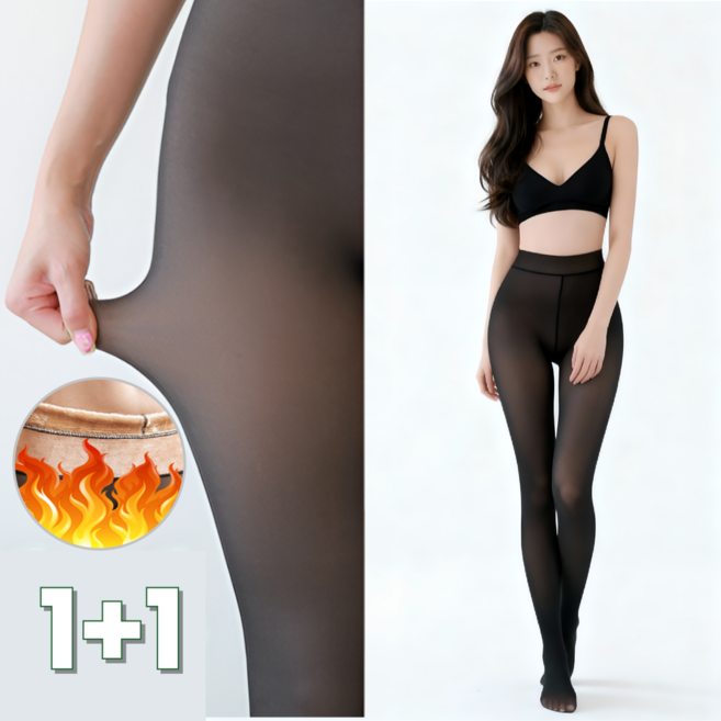 1+1 다리가 두꺼워 보이지 않는 겨울 융털 유발 기모 레깅스 스타킹