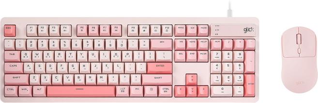 지클릭커 오피스프로 사일런스 M 무소음 방수 키보드 마우스 세트, 인체공학, 코랄 핑크, OPS515