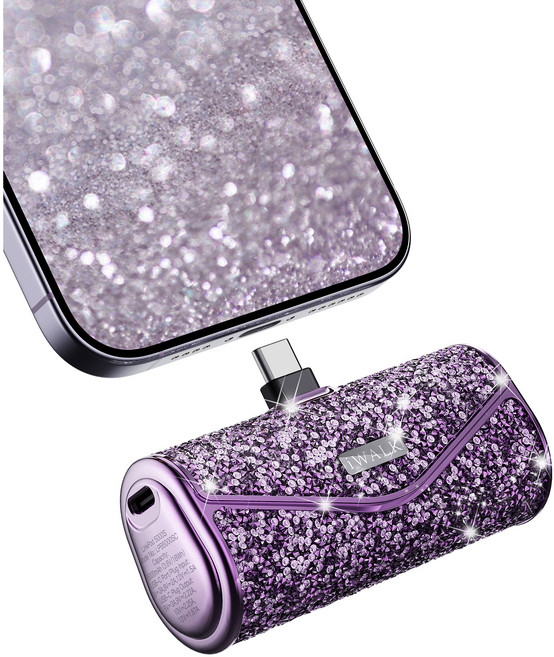 아이워크 iWALK 큐빅 도킹형 미니 보조배터리 PD 22.5W 초고속충전 5000mAh C타입 일체형 아이폰 갤럭시 휴대용 잔량표시, 퍼플, LPB5000SC