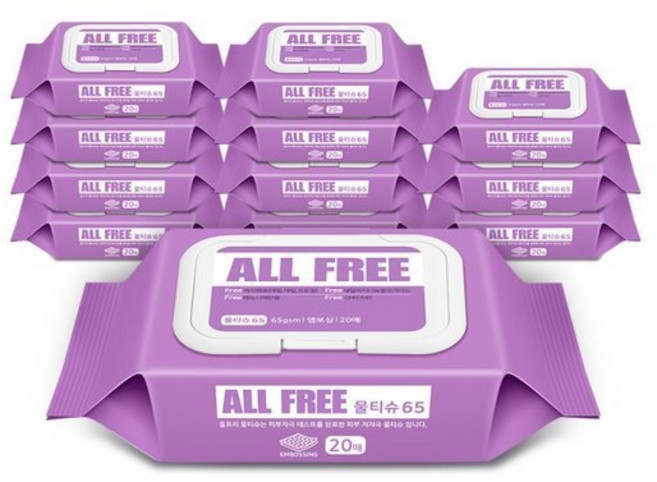 올프리 물티슈65 대용량 캡형, 20매, 36개