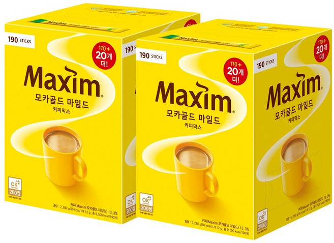 맥심 모카골드 커피믹스 190T X 2개, 12g, 190개입, 2박스