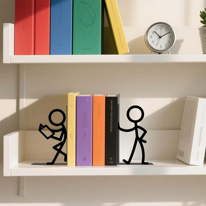 루베이 다용도 캐릭터 T자 책꽂이 파일 책정리 방수 녹방지 커피숍/서점/도서관, 블랙 A