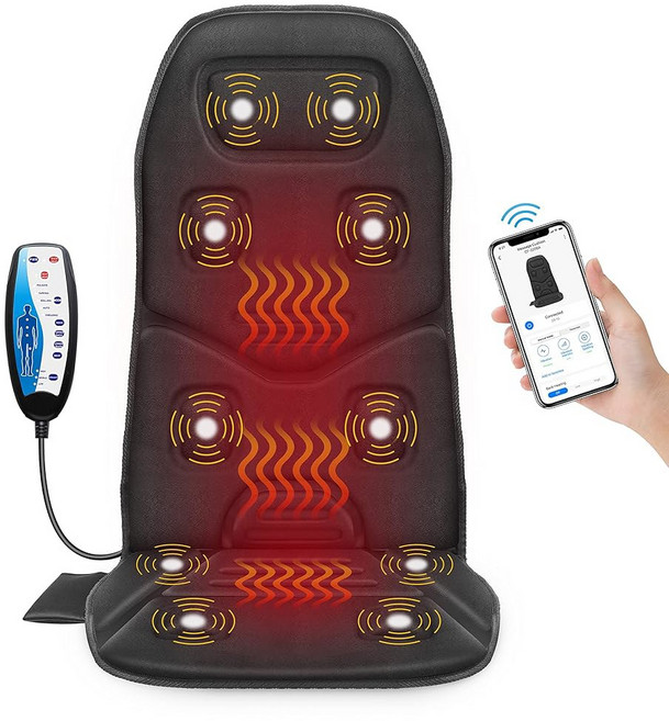 COMFIER 백 마사지기 시트 쿠션 10개의 진동 모터 마사지 의자 패드 전용 시아츠/롤링 사무실/가정에서 용 사용 금지, Seat Cushion-APP