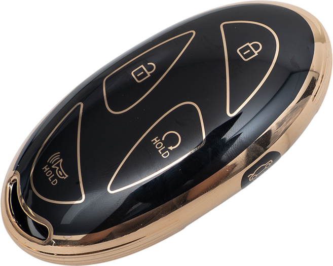 현대 아이오닉 쏘나타 아반떼 싼타페 그랜져 호환 스마트 차 키케이스 키홀더 TPU 키커버 리모컨, TA49-5버튼, 블랙골드