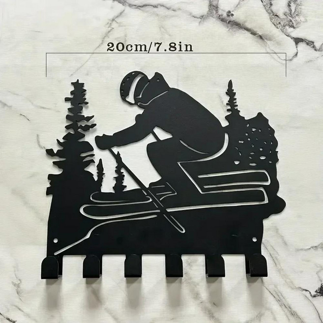 다기능 금속 스키 훅 벽장식 랙 우산 걸이 홈 데코, 색상: 1. TY3893-02-7.87inch, 1개